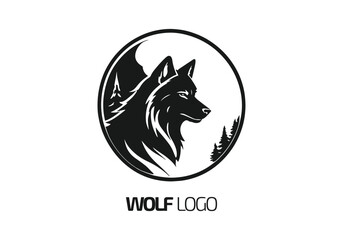 Wall Mural - Logo of wolf icon isolated vector silhouette