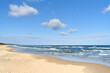 Tranquil summer scene of Baltic sea. Beautiful blue sky with beautiful clouds.	