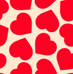 Aufkleber - Vector seamless pattern with red love heart on pastel background. Contemporary romantic wedding design.