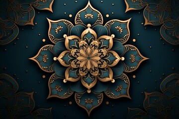 Luxury mandala background with golden Arabic Islamic arabesque pattern design background, 3D rendering