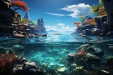 Fototapeta Do akwarium - a computer generated image of a coral reef in the ocean