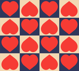 Aufkleber - Seamless pattern with red hearts. Love heart background. Loving heart pattern. Vector illustration for wedding invitation, gritting card.