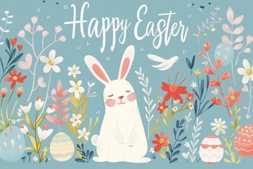 Poster - Happy Easter concept. Background with selective focus and copy space