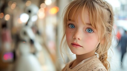 Poster - a beautiful little girl with blue eyes