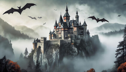 Wall Mural - creepy mythical places – Castle of Dracula in Transylvania