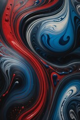 Wall Mural - A close-up of swirling red, white, and blue paint forming an abstract pattern.