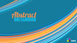 Abstract orange curved stripes on teal blue background. Vector graphics