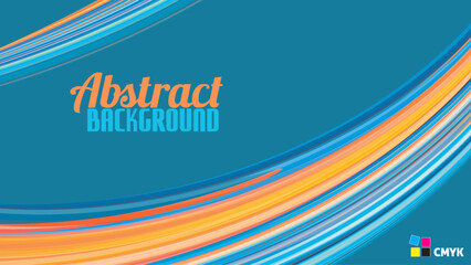 Leinwandbilder - Abstract orange curved stripes on teal blue background. Vector graphics