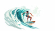 Man surfing in wave cartoon flat vector illustrationt