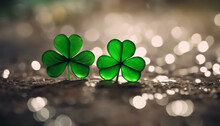 Shamrock Background. Irish Three-leaf Clover. St. Patrick's Day. Selective Focus. AI Generated