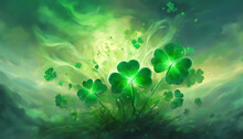 Shamrock Background. Irish Three-leaf Clover. Saint Patrick's Day. AI Generated
