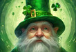 Saint Patrick's Day. Irish gnome. Leprechaun in a green hat. Irish character. Holiday card