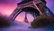 surrealism, giant, serpent, fantasy, colors, scales, lattice, twilight, mystical, stars, whimsy, fog, dreamlike, Surreal Twist Iconic Landmarks: Tower Entwined Giant