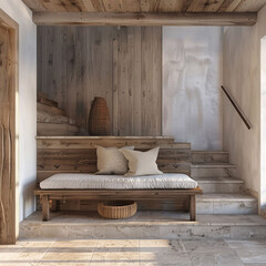 Wall Mural - Minimalist Wooden Bedroom with Modern Design and Cozy Elegance