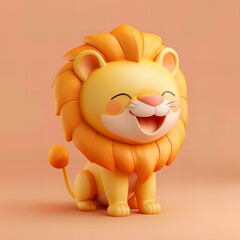 Wall Mural - cute lion 3d cartoon character isolated