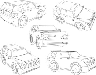 Sticker - Vector sketch illustration of simple car design