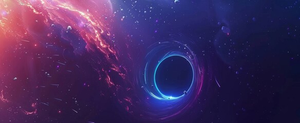 Wall Mural - a blue hole in the space surrounding a dark star Generative AI