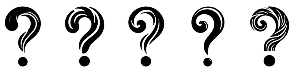 Wall Mural - Question marks. Set of black and white question marks.