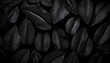 Textures of abstract black leaves for tropical leaf background. Flat lay wallpaper background, dark nature concept, tropical leaf created with generative ai	
