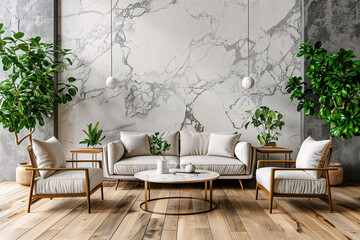 Wall Mural - Stylish Modern Living Room with Elegance and Minimalism