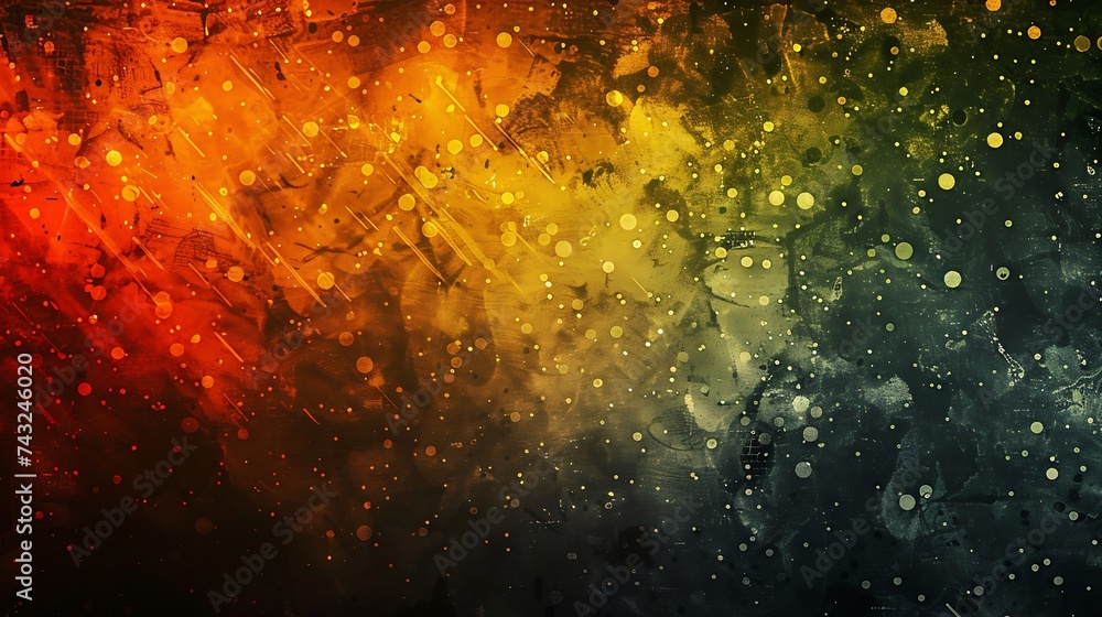 Black brown orange yellow abstract background Color gradient ombre Spots Fire burn burnt effect Or horror a creepy concept Light Glow Dirty rough dust grainy grungy texture : Generative AI