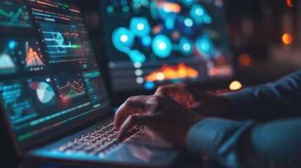 Programmer's hands are coding on laptop, Developer or hacker concept.