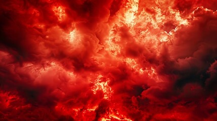 Canvas Print - black fiery red dramatic sky with clouds fire war explosion catastrophe flame horror concept web ban