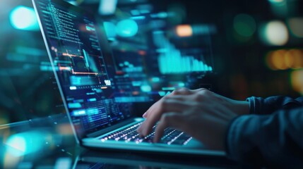 programmer's hands are coding on laptop, developer or hacker concept.
