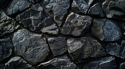 Poster - Black stone background with copy space for design Wide banner Concrete wall surface texture : Generative AI