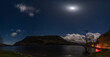 A panoramic view of Ullswater on a moonlit night