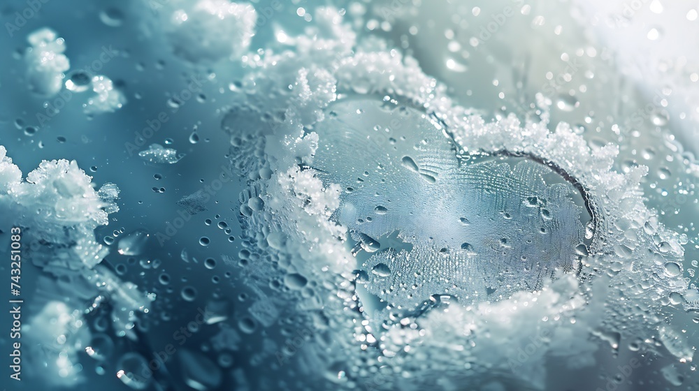 Snow background Texture of wet snow with drawing a heart symbol in the ...