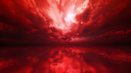 Poster - Abstract dark red background Dramatic red sky Red sunset with clouds Fantastic sunset background with copy space for design Halloween armageddon apocalypse end of the world concept : Generative AI