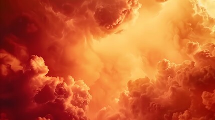 Poster - Fiery red sky Thunderclouds Dramatic sky with heavy clouds Fantastic magical fantasy scene Bright toned background for design : Generative AI