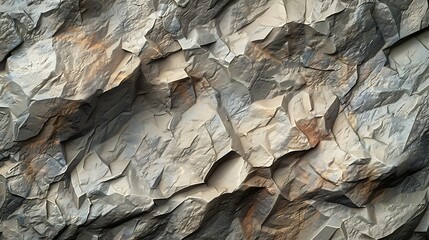 Aufkleber - Rock texture The surface of the mountain is like a stone wall White gray grunge background with copy space for design Wide banner Panoramic Volumetric 3D effect : Generative AI