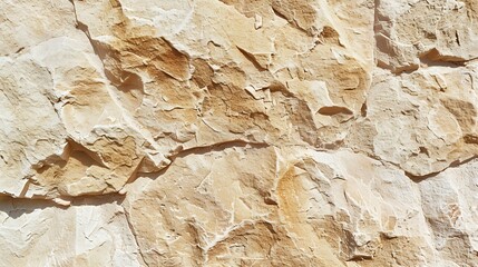 Aufkleber - Light brown rock texture Mountain rough surface Closeup Stone wall background with copy space for design Wide banner Panoramic : Generative AI