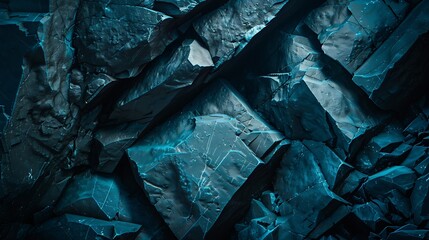 Aufkleber - Dark blue grunge background Deep blue stone background Toned mountain texture closeup Banner with copy space for your design Volumetric rock background : Generative AI