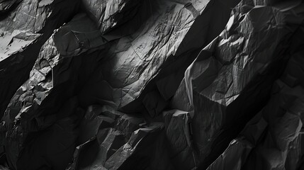 Aufkleber - Black and white background Volumetric black stone background 3d effect Rock texture Granite mountain texture Closeup : Generative AI