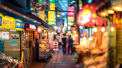 Aufkleber - Blurred night life in Nampodong street in Busan is South Korea : Generative AI