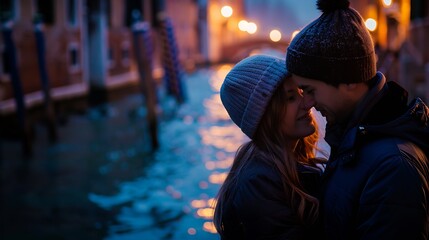 Wall Mural - Couple of lovers visiting Venice Italy Boyfriend and girlfriend having romantic italian weekend : Generative AI