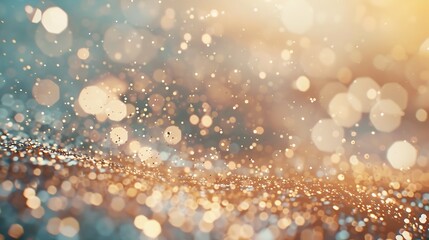 Aufkleber - Sparkling background with sequins Glitter light golden luxury magic background defocused free space gentle pastel shades : Generative AI