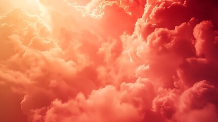 Poster - Fiery red sky Thunderclouds Dramatic sky with heavy clouds Fantastic magical fantasy scene Bright toned background for design : Generative AI