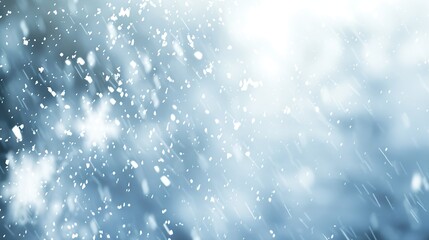 Poster - Winter Christmas snowy blurry background scenery landscape in light blue silver tones Falling defocused snow with beautiful light abstract snowflakes in blur copy space : Generative AI