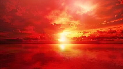 Poster - Abstract dark red background Dramatic red sky Red sunset with clouds Fantastic sunset background with copy space for design Halloween armageddon apocalypse end of the world concept : Generative AI