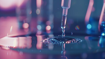 Aufkleber - Dripping liquid from pipette into test tube in laboratory closeup : Generative AI