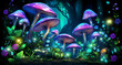 colorful mushrooms in the middle of the forest