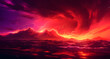 an illustration of red and orange clouds in the sky