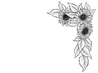 Wall Mural - bouquet flower corner outline illustration