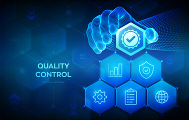 Wall Mural - quality control. quality standards control assurance warranty. iso standardization certification. wi