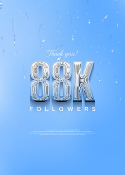 88k thank you followers with bright blue numbers and with a cool theme.
