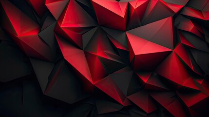 Wall Mural - Modern black red abstract background. Minimal. Color gradient. Dark. Web banner. Geometric shape. 3d effect. Lines stripes triangles. Design. Futuristic. Cut paper or metal effect - generative ai